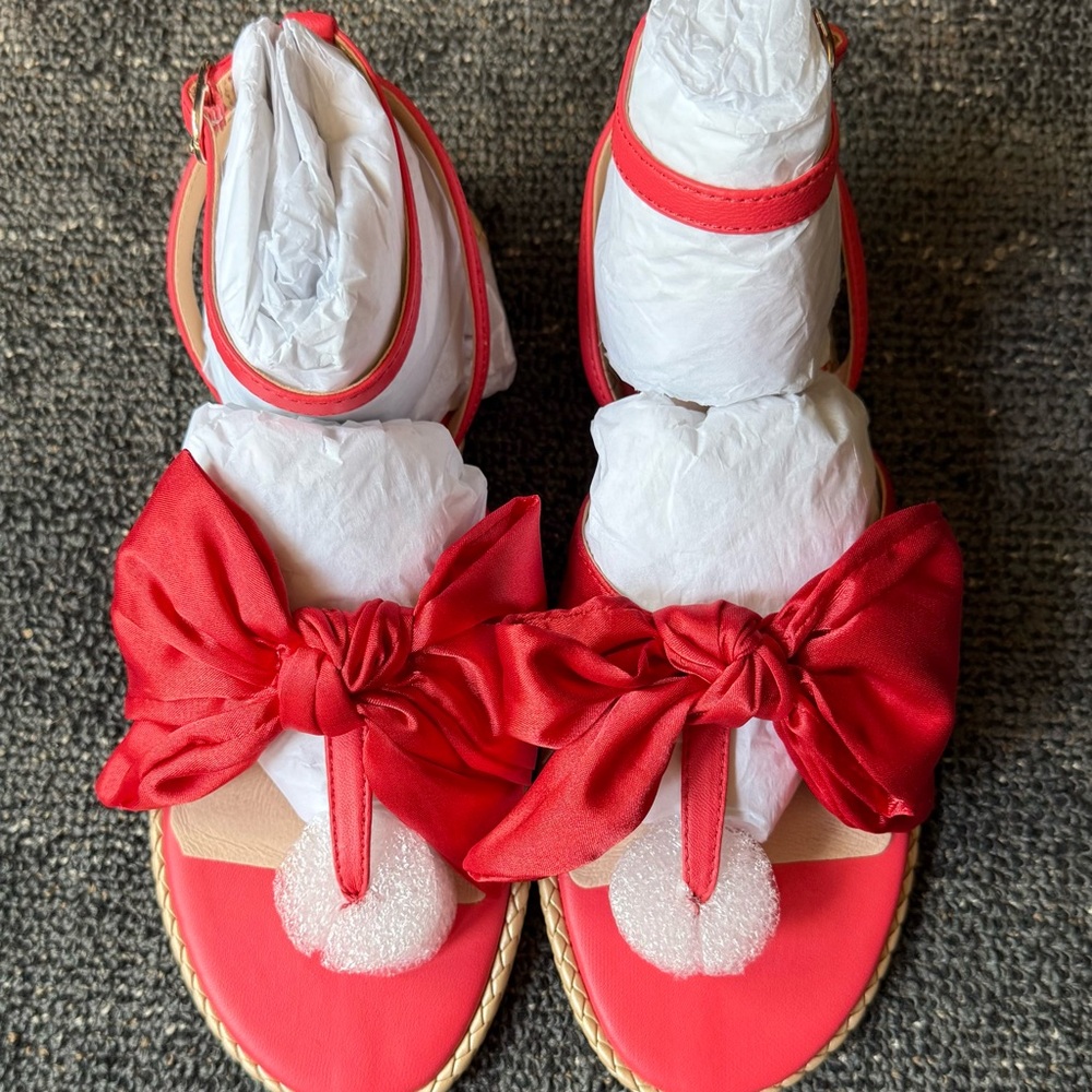 Jack Rogers Red Sandals with Decorative Bows